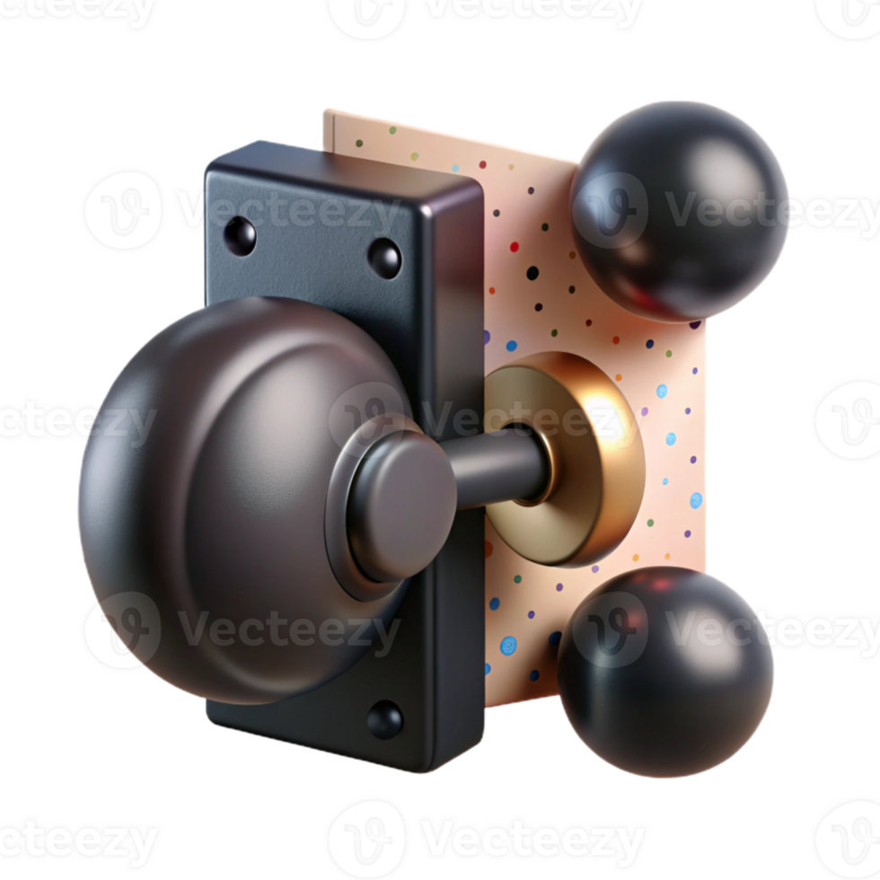 vibrant minimalist Black Door Knob Matte Finish Cutout for Contemporary Design genuine png