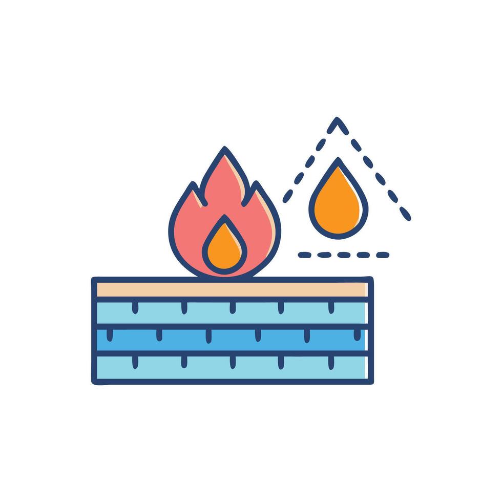 Distinctive structural fireproof coating icon representation vector