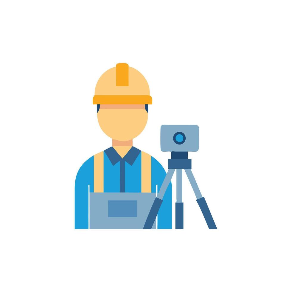 Distinctive surveyor icon representation for land surveying vector