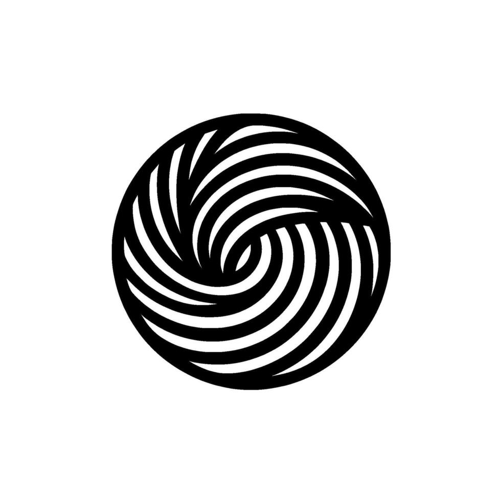 Circular Black and White Optical Illusion A Swirling, Stripped Evoking Movement and Depth on a Plain White Background. vector
