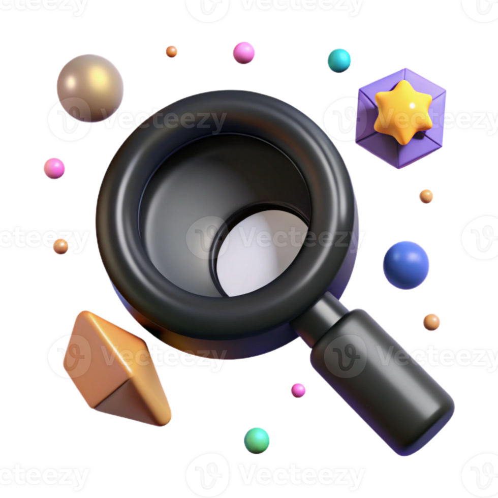 serene classic Black Magnifying Glass Icon Isolated for Search Functionality premium png