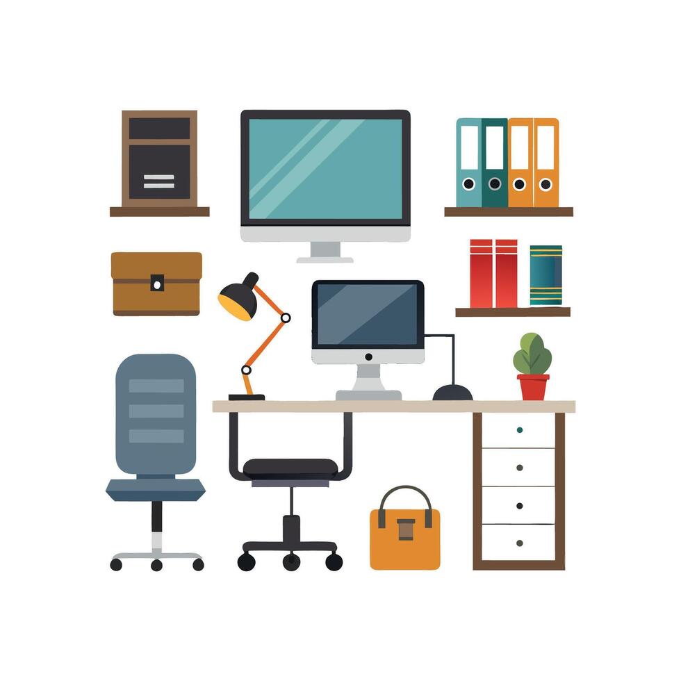 Artistic Icons for Contemporary Workspace Arrangements vector
