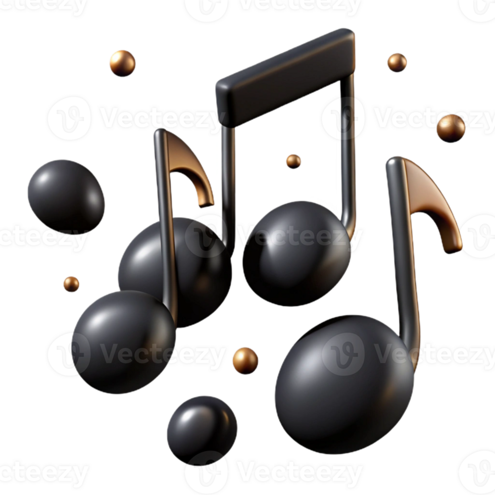 extraordinary rustic Black Music Notes Isolated for Dark Mode Designs premium png