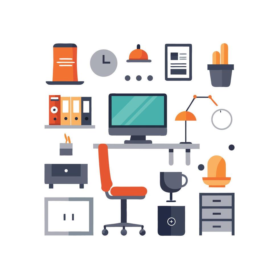 Elegant Icons for Modern Workspace and Office Designs vector