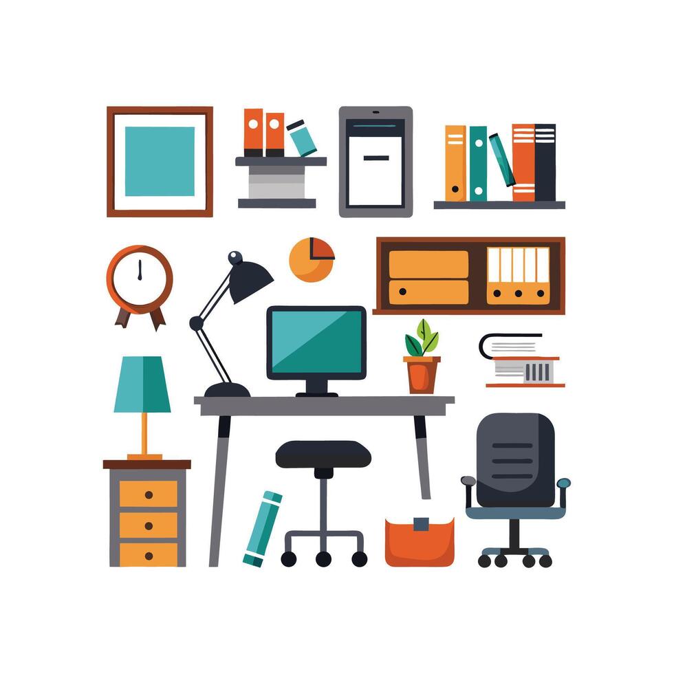 Desk Development Icons for Modern Workspace vector