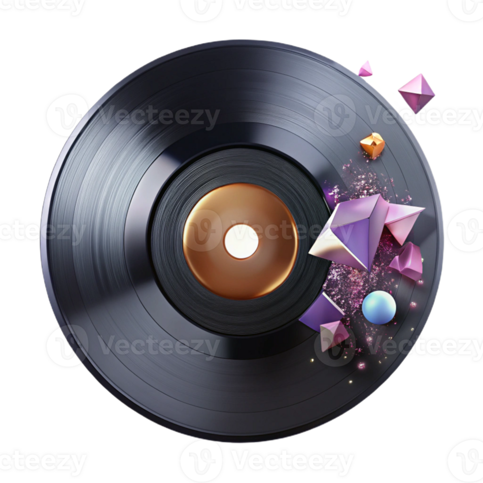 impressive abstract Black Vinyl Record Closeup Transparent for Music Projects premium png