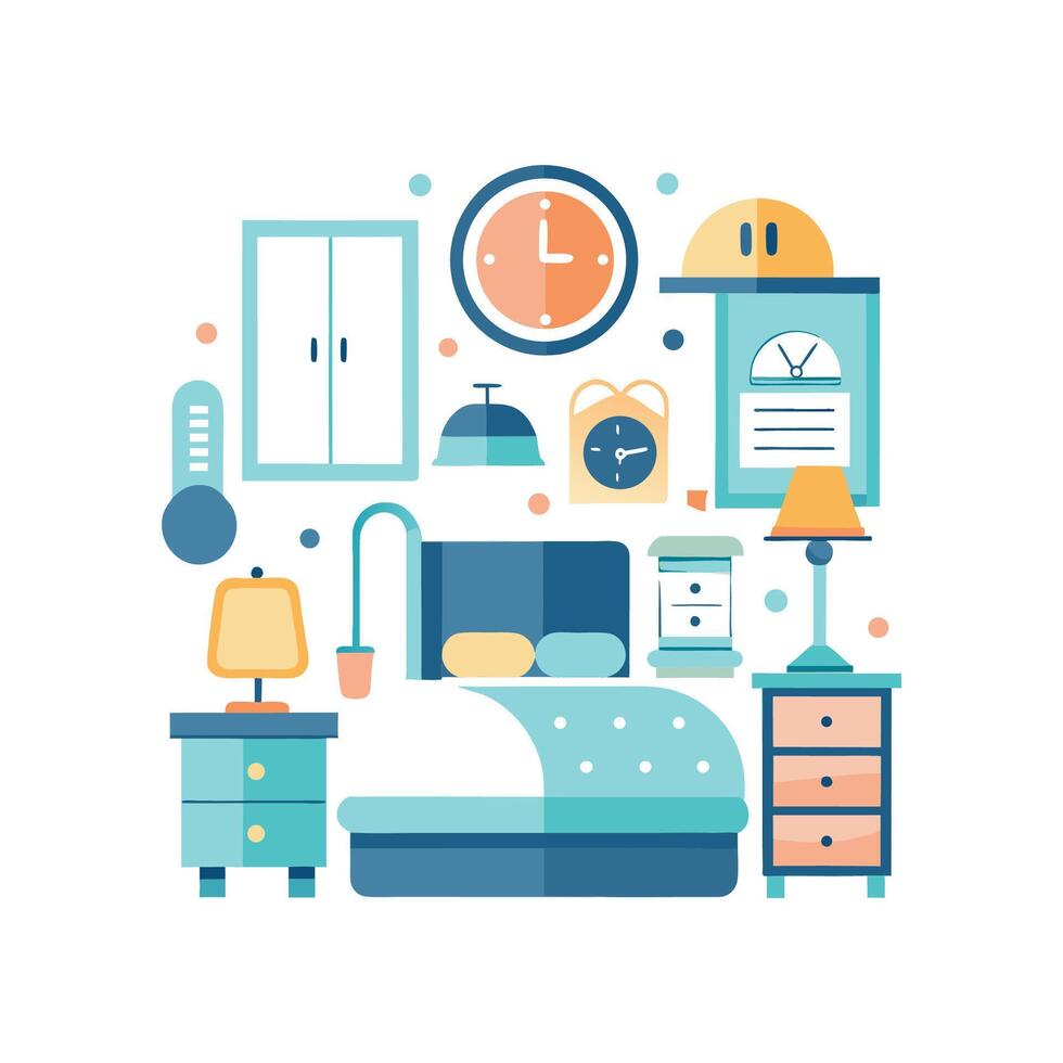 Stylized Icons of Bed Furniture for Bedroom vector