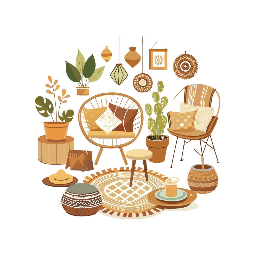 Unique Boho Chic Design Elements Icons vector