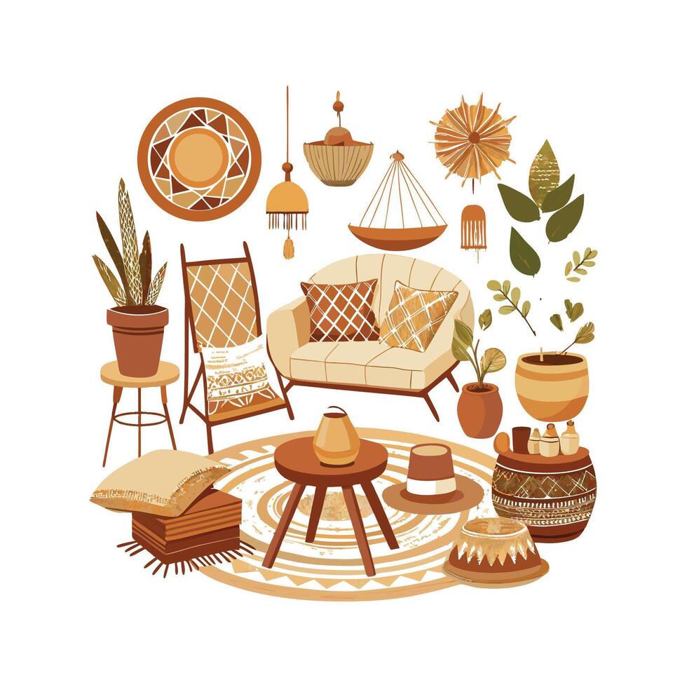 Illustrative Icons for Chic Boho Elements vector