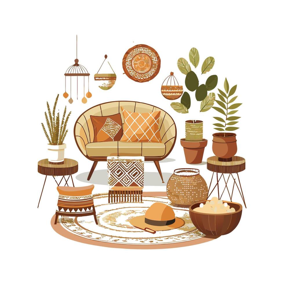Creative Boho Icons for Interior Design vector