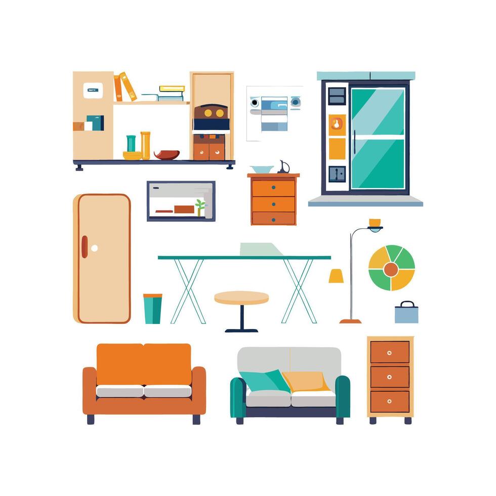 Comprehensive Icons for MultiFunctional Interiors vector