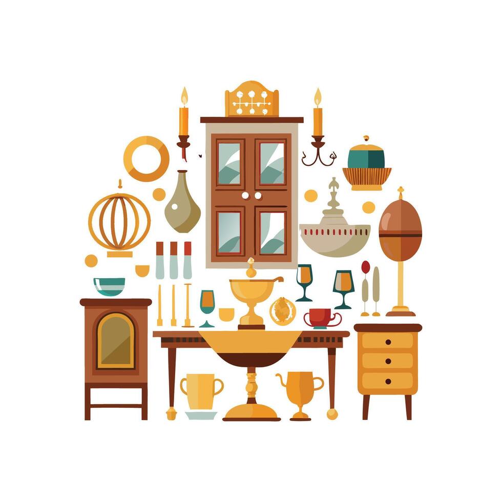 Stylish Icons for Dining Room Setup vector