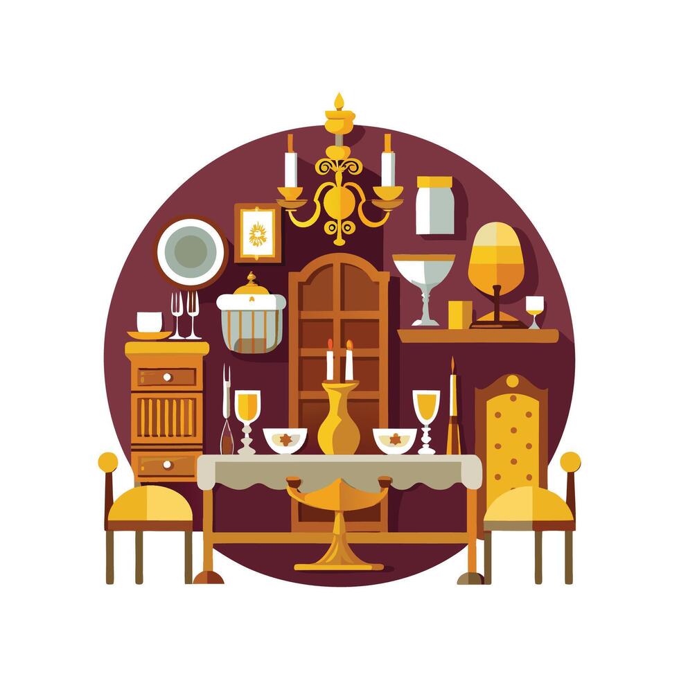 Chic Icons for Dining Room Setup Design vector