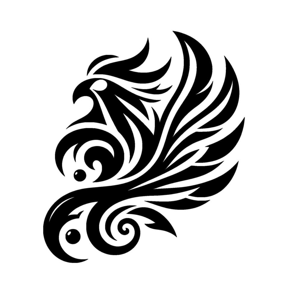 Bold Black Tribal Eagle Crest on White Modern Artistic Illustration for and Embellishment. vector