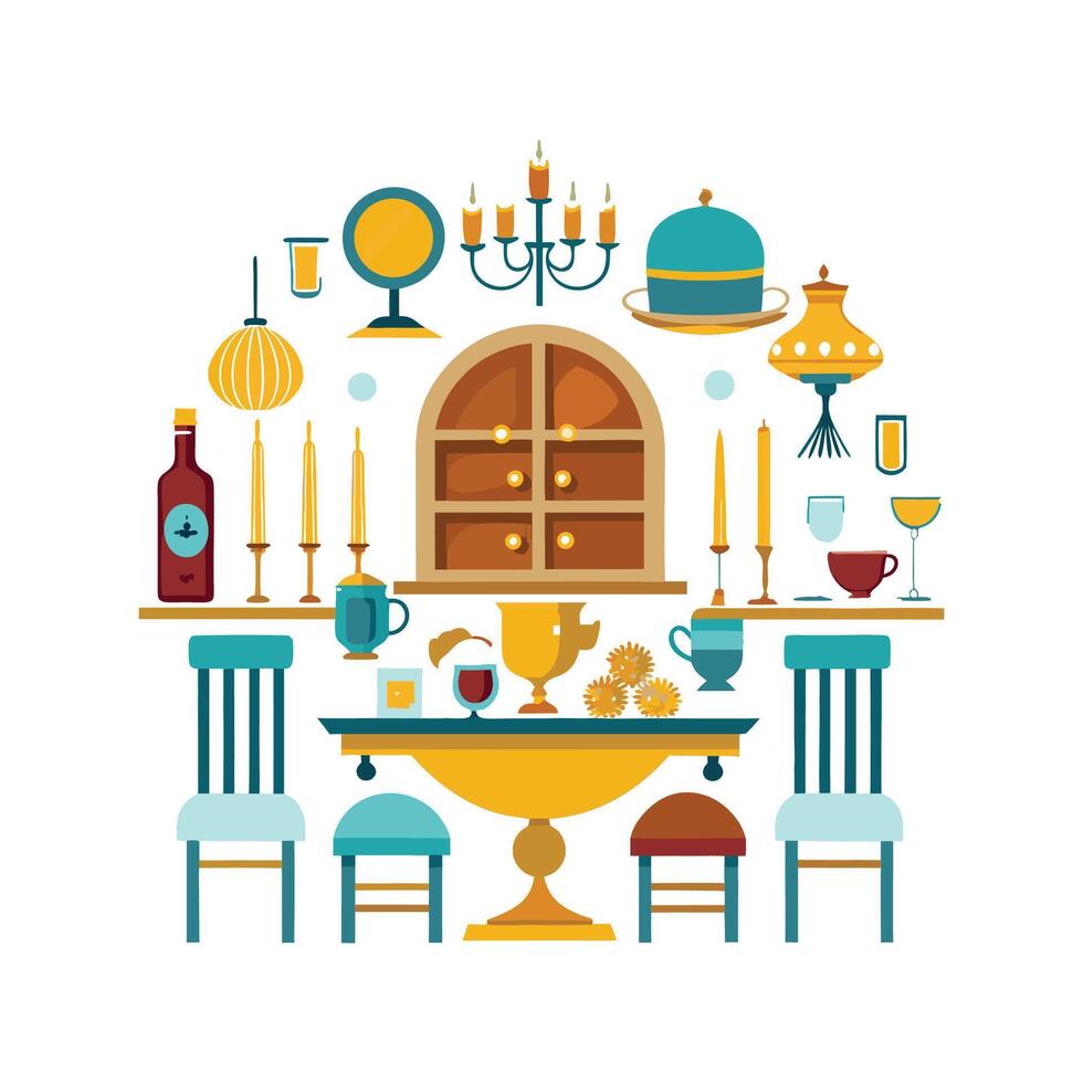 Comprehensive Icon Collection for Dining Room vector