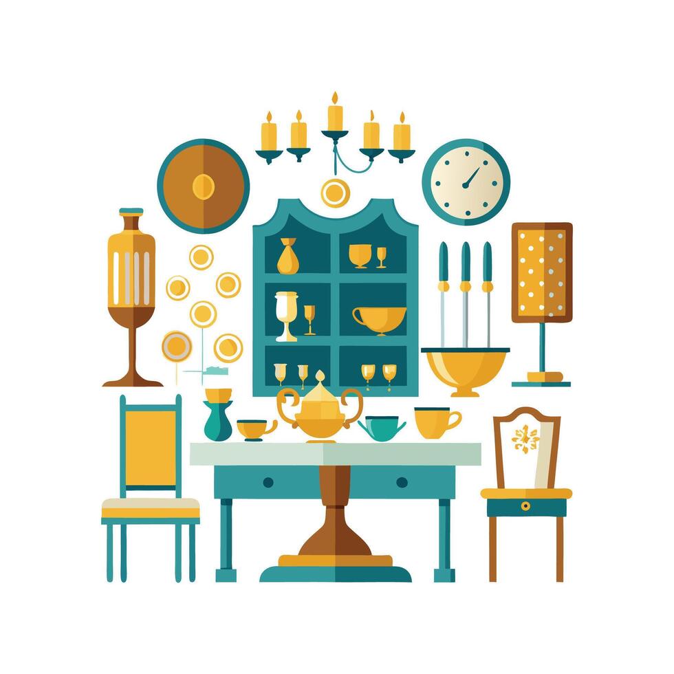 Unique Dining Room Icons for Setup Design vector