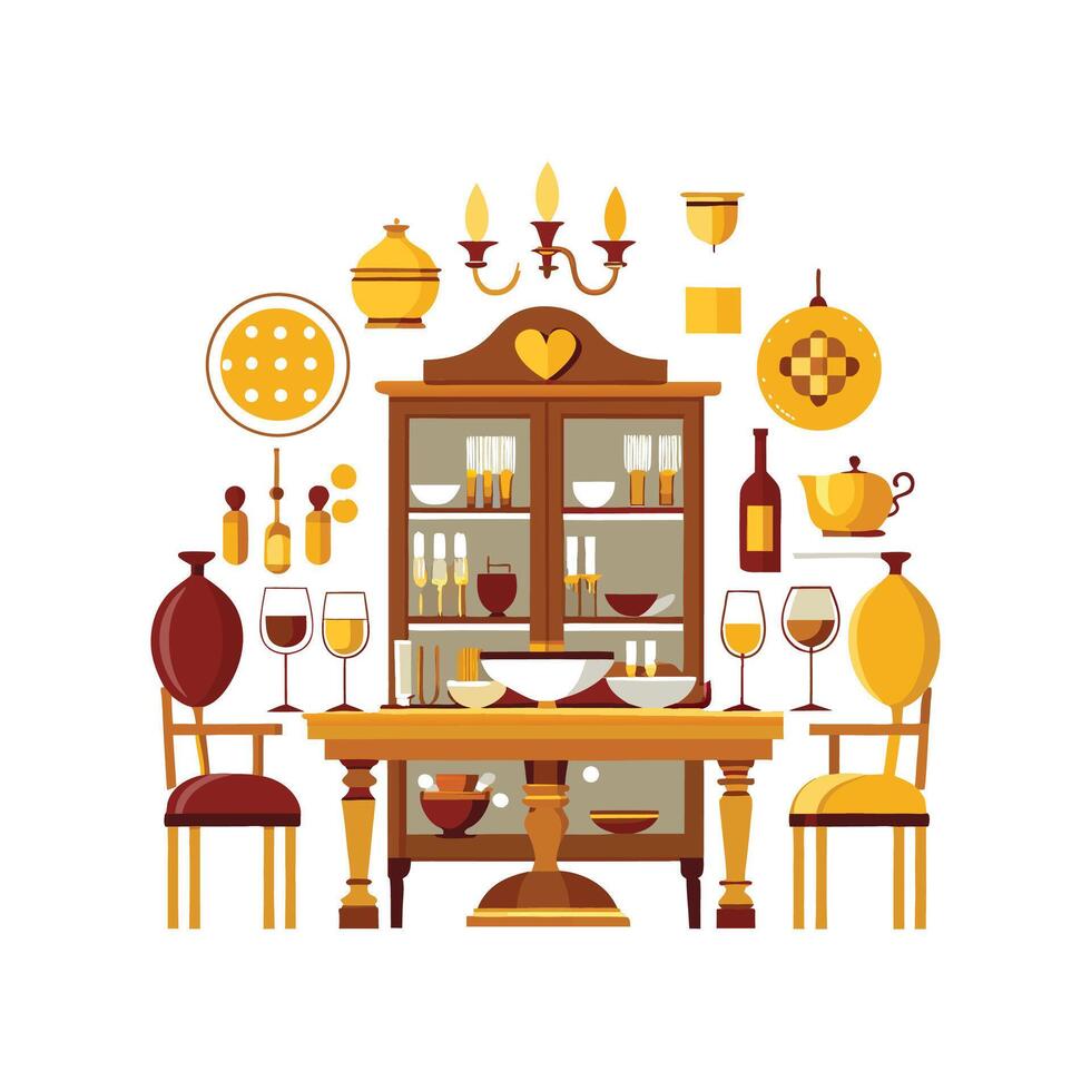 Unique Dining Room Icons for Stylish Design vector