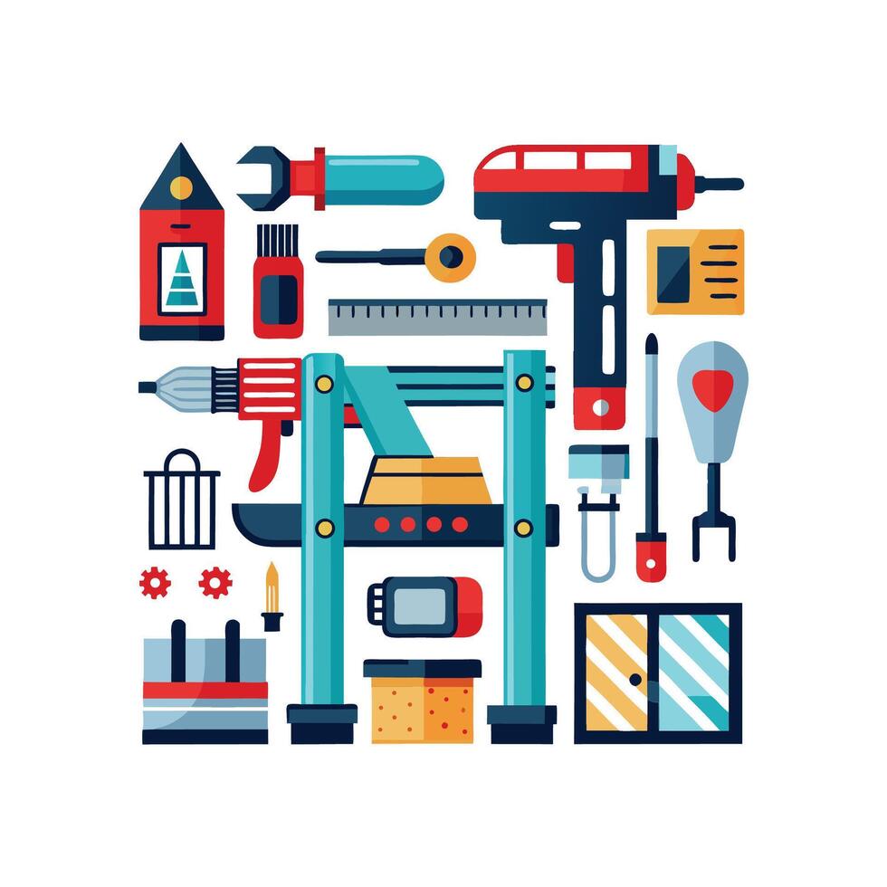Artistic DIY Icons for Home Improvements vector