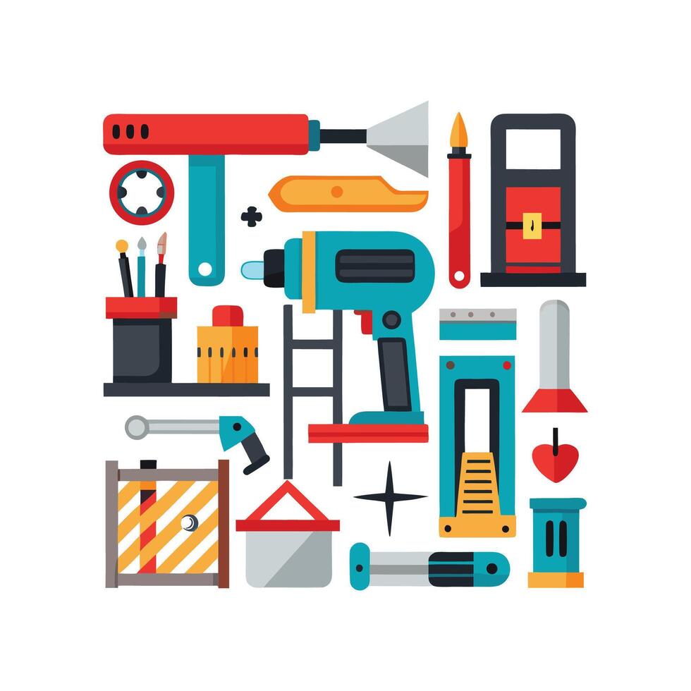 Unique Illustrative Icons for Home Improvement vector