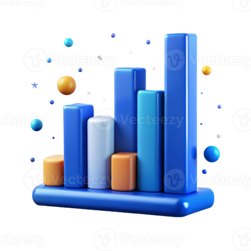 vibrant abstract Blue Bar Graph with Labels Isolated for Marketing Data high resolution png