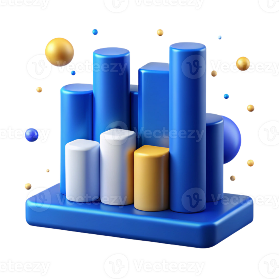 beautiful abstract Blue Bar Graph with Labels Isolated for Marketing Data detailed png