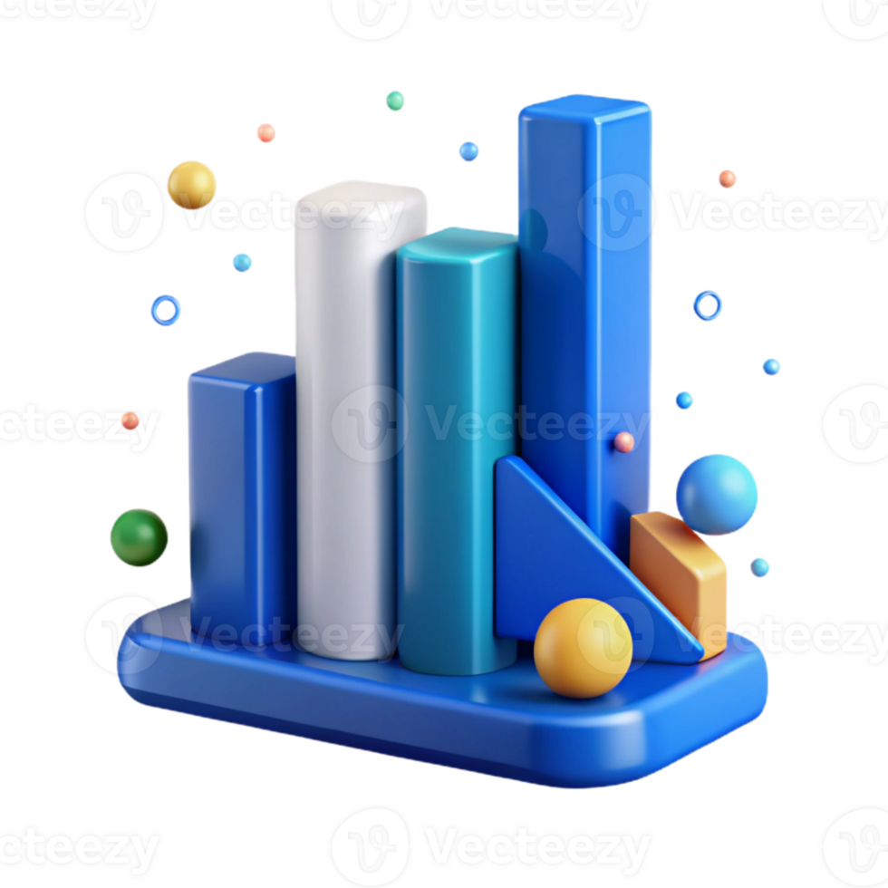 impressive rustic Blue Bar Graph with Labels Isolated for Marketing Data original png