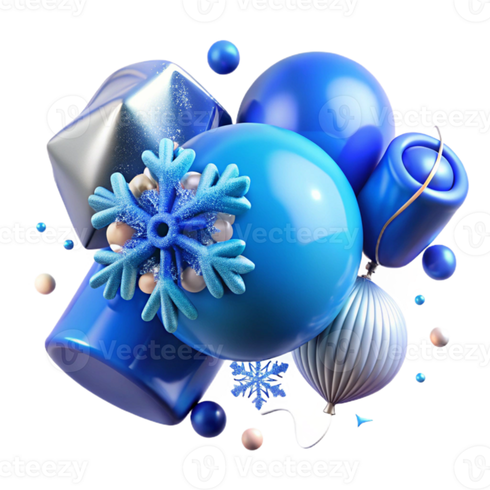 wonderful contemporary Blue Balloon Snowflake Shape Winter Cutout for Holidays detailed png