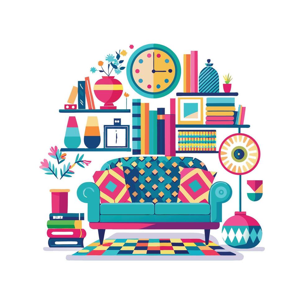 Chic Icons for Stylish Maximalist Interiors vector