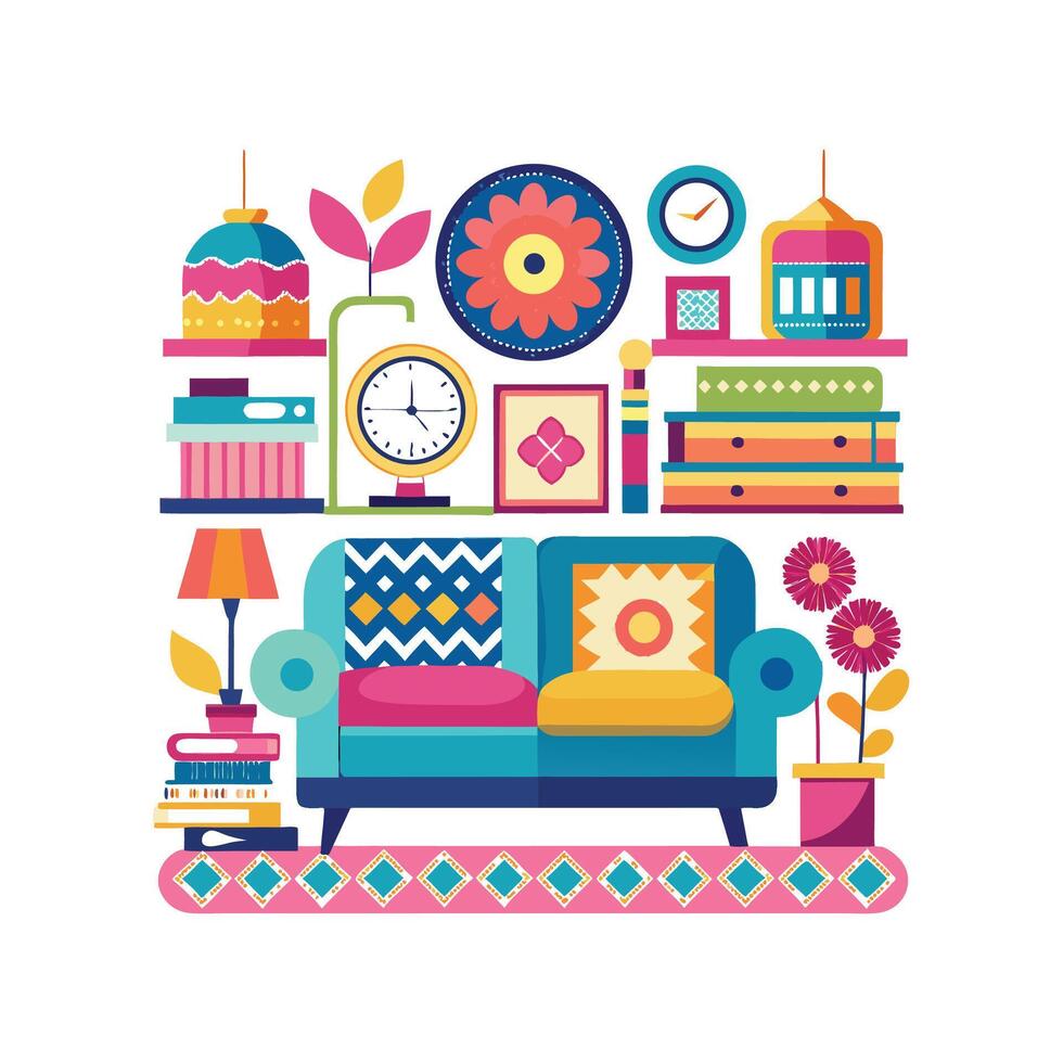 Creative Maximalist Icons for Interior Designs vector