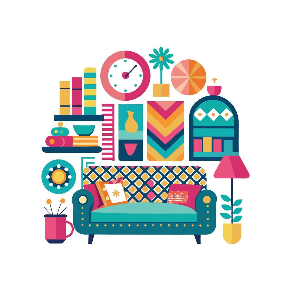 Innovative Icons for Maximalist Interior Design vector