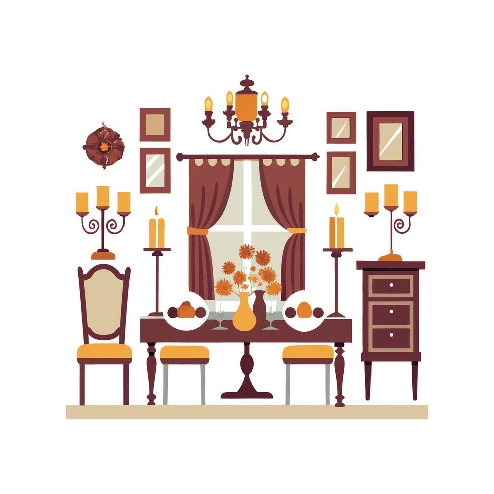 Elegant Dining Room Icons for Stylish Tables vector