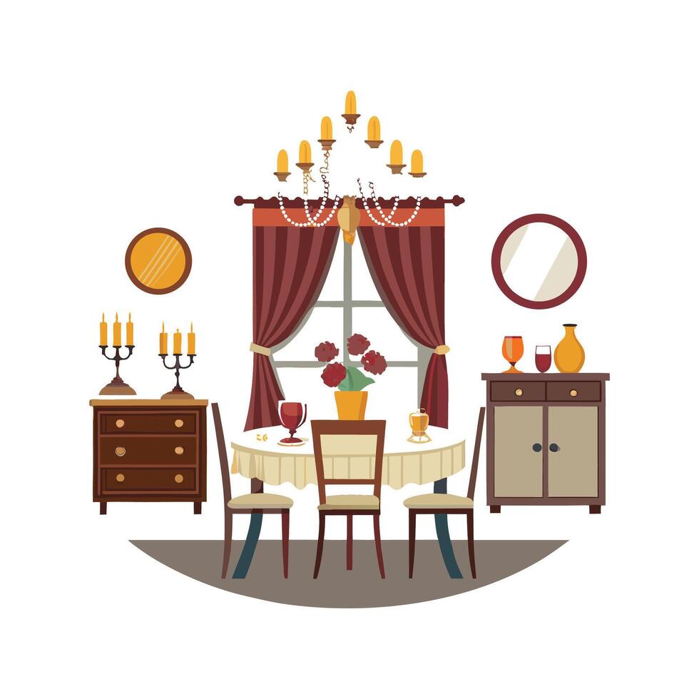 Chic Icons for Elegant Dining Room Setups vector