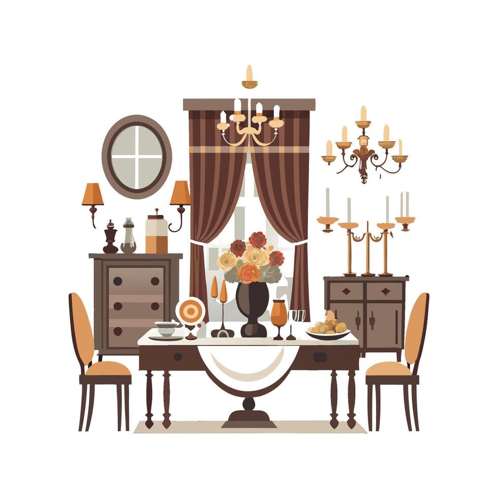 Quality Icons for Elegant Long Dining Design vector