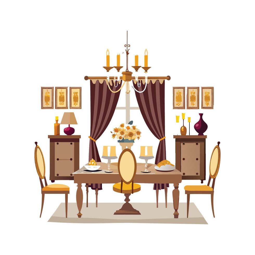 Elegant Icons for Long Dining Room Setup vector