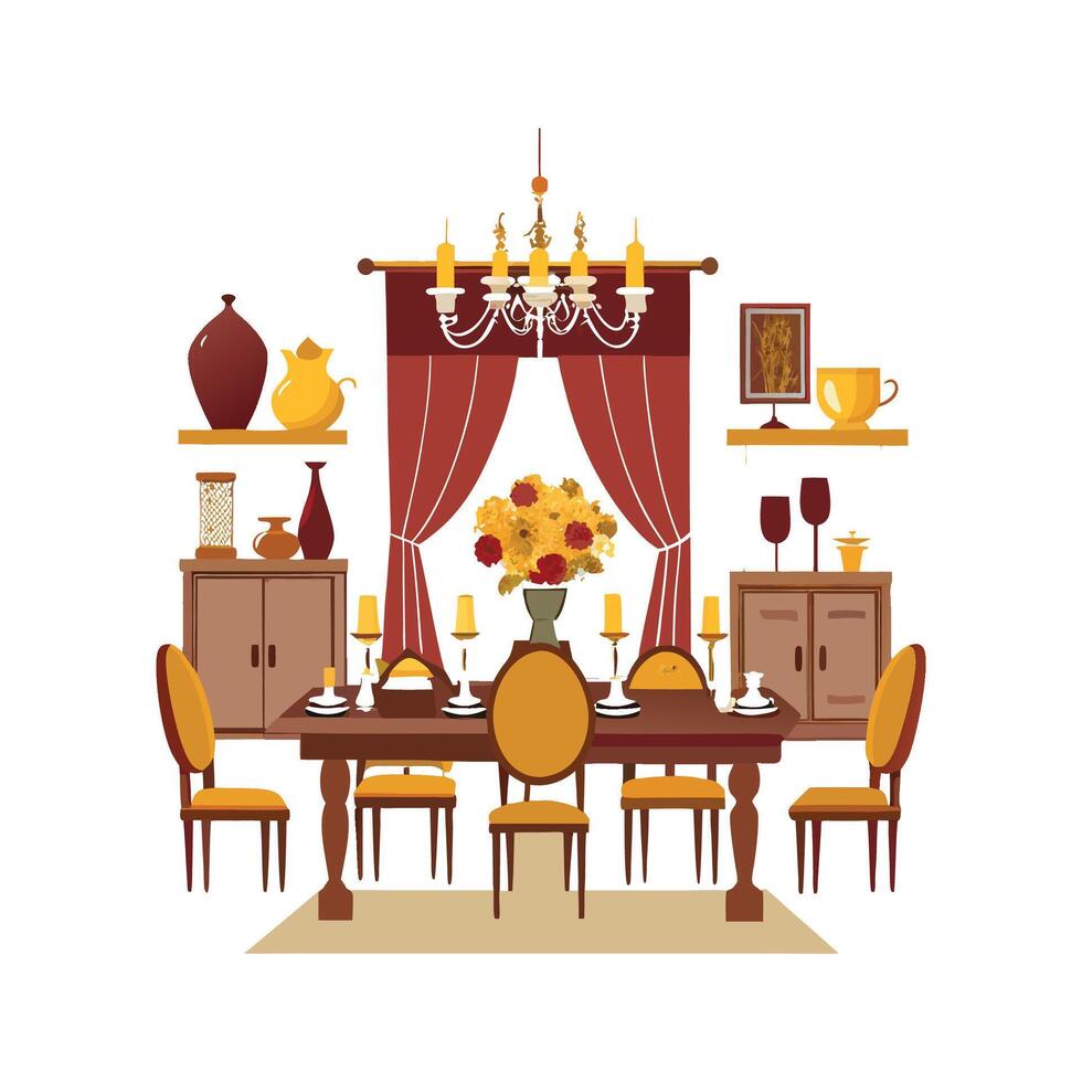 Chic Icons for Elegant Long Dining Room vector