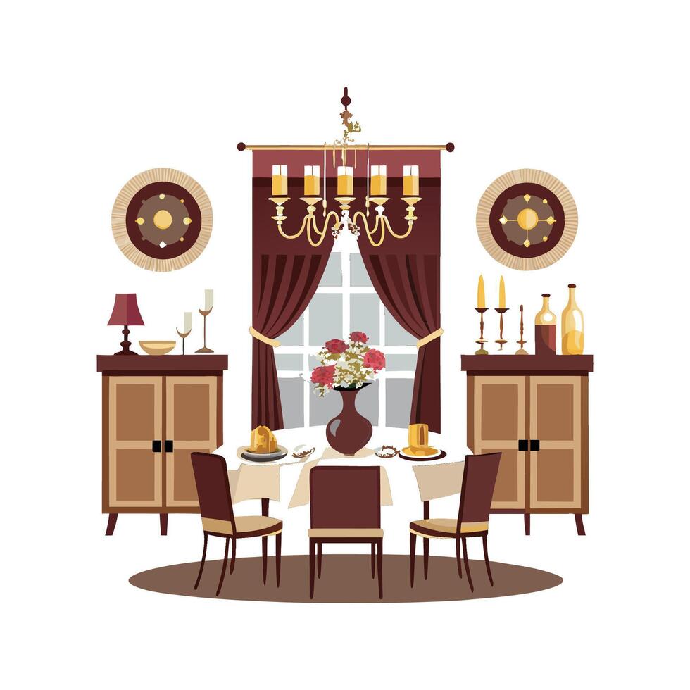 Chic Icons for Long Dining Room Setup vector