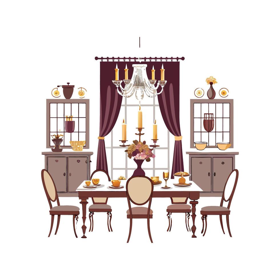 Chic Icons for Long Dining Room Design vector