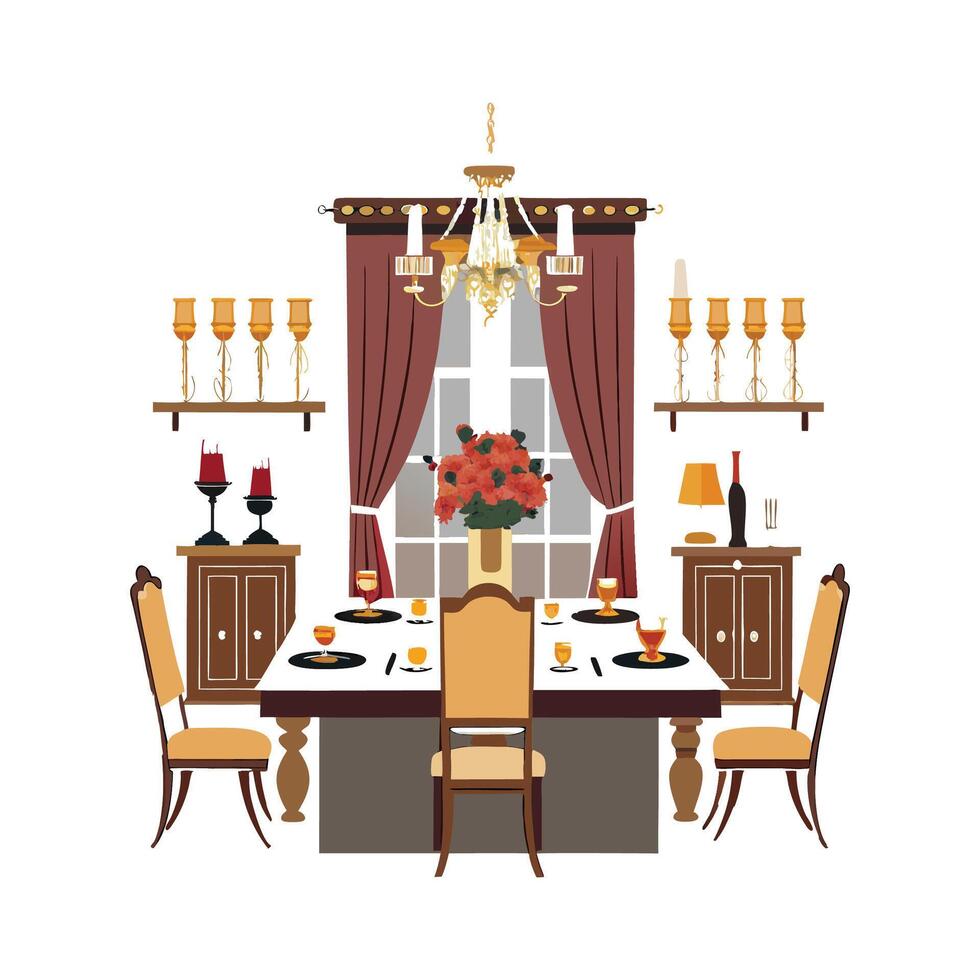 Chic Icons for Modern Dining Room Designs vector