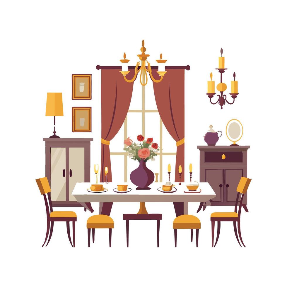 Stylish Icons for Elegant Dining Room Design vector