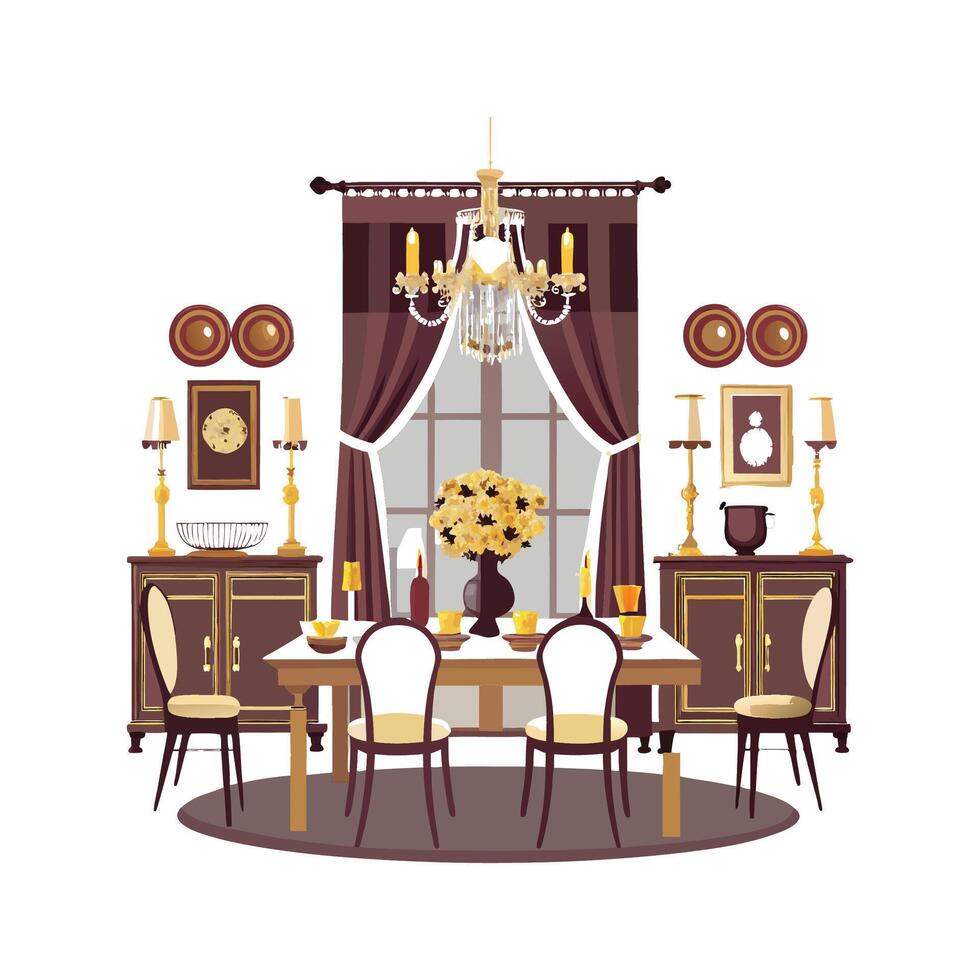 Sophisticated Icons for Long Dining Tables vector