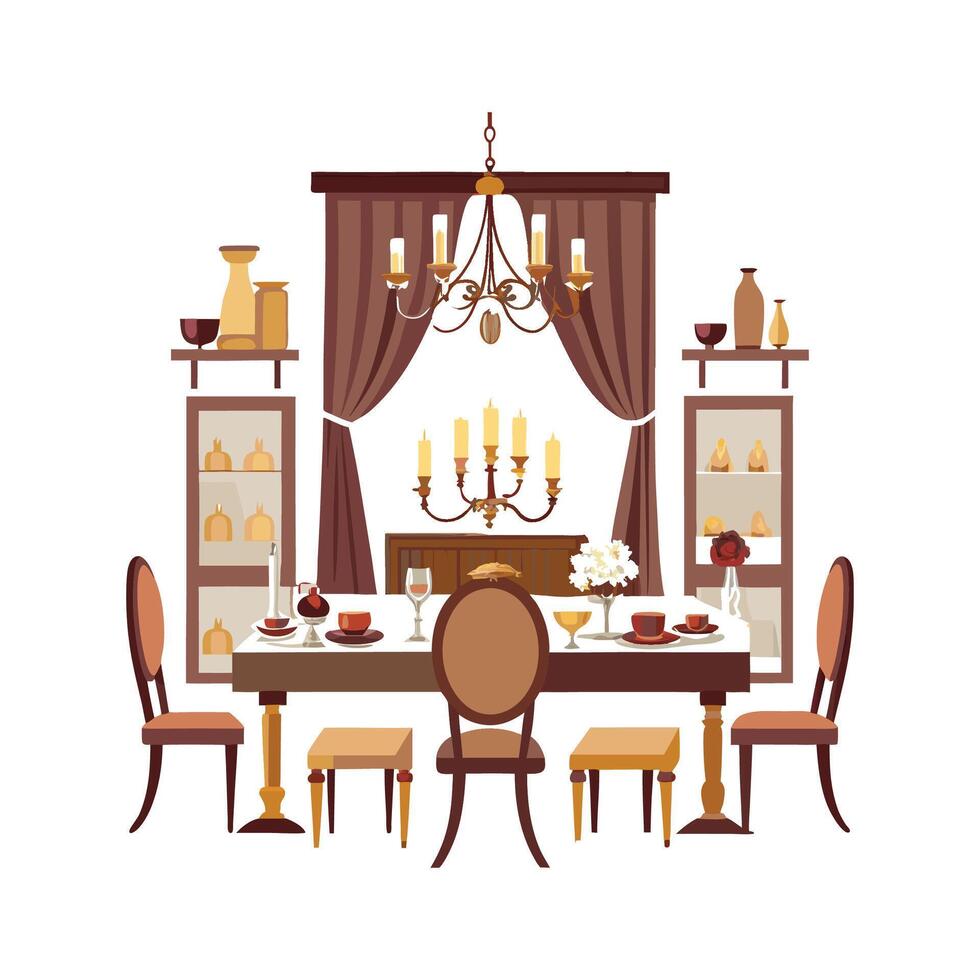 Quality Long Dining Setup Icons vector