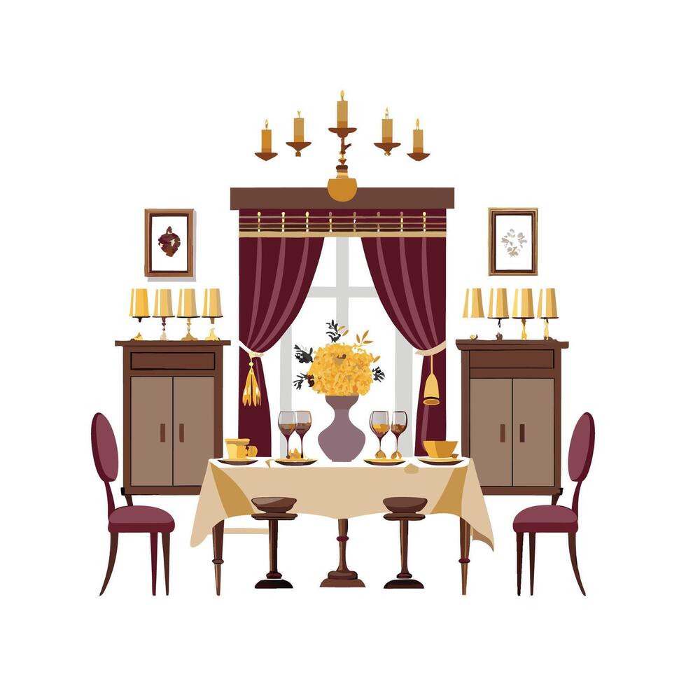 Creative Icons for Long Dining Room Design vector