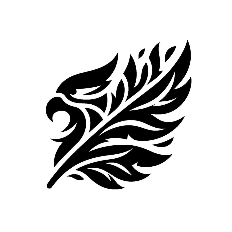 Bold, Stylized Black and White Eagle Feather, Illustration on Clean White Background. vector