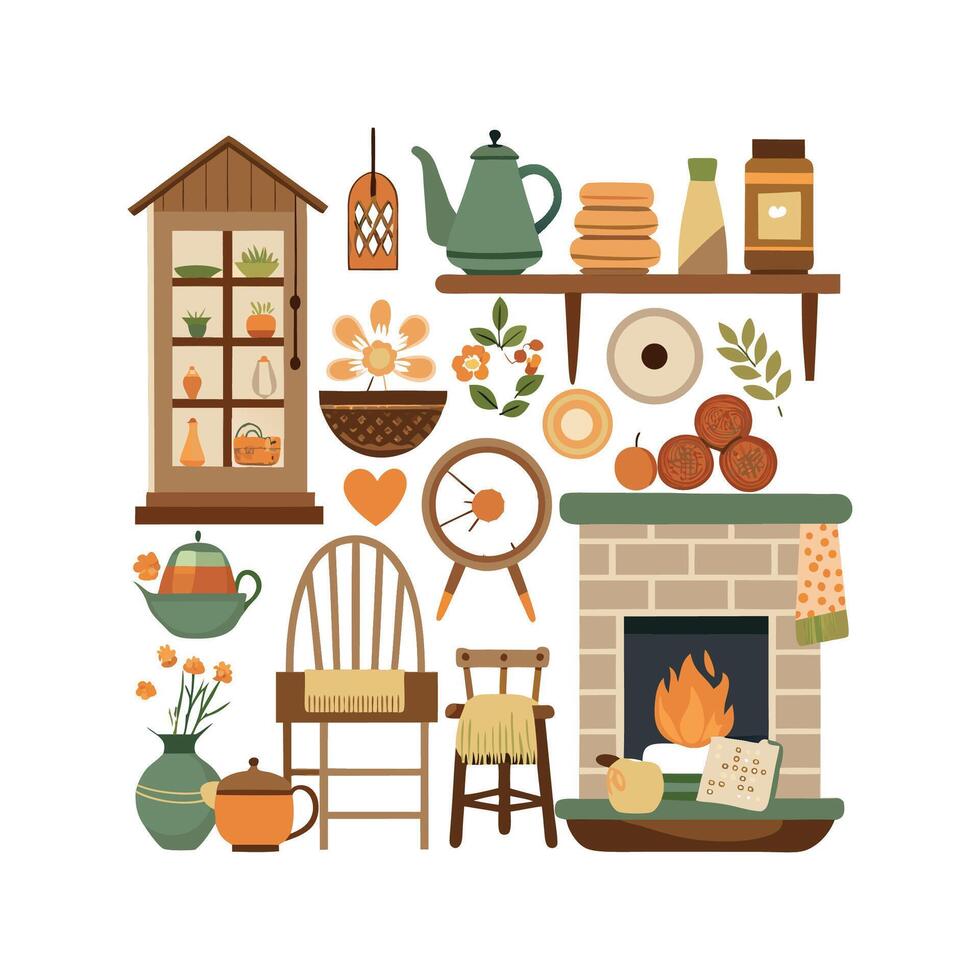 Chic Icons for Farmhouse and Cottage Interiors vector