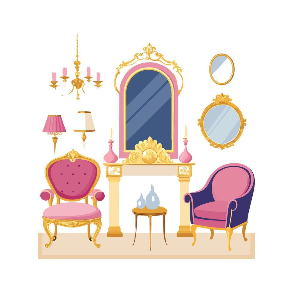 Elegant Icons for Parisian Interior Designs vector