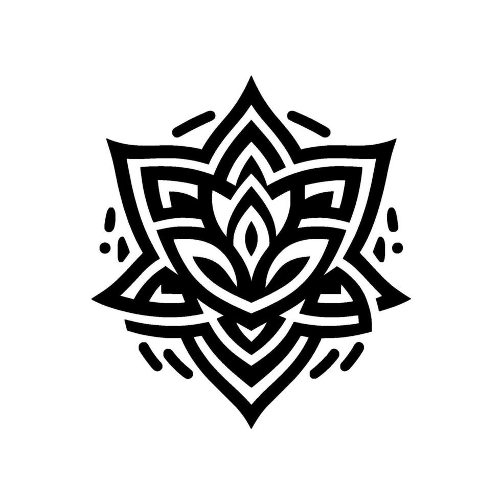 Geometric Lotus Mandala in Black and White, a Symmetrical, Minimalist with a Spiritual, Modern Aesthetic. vector