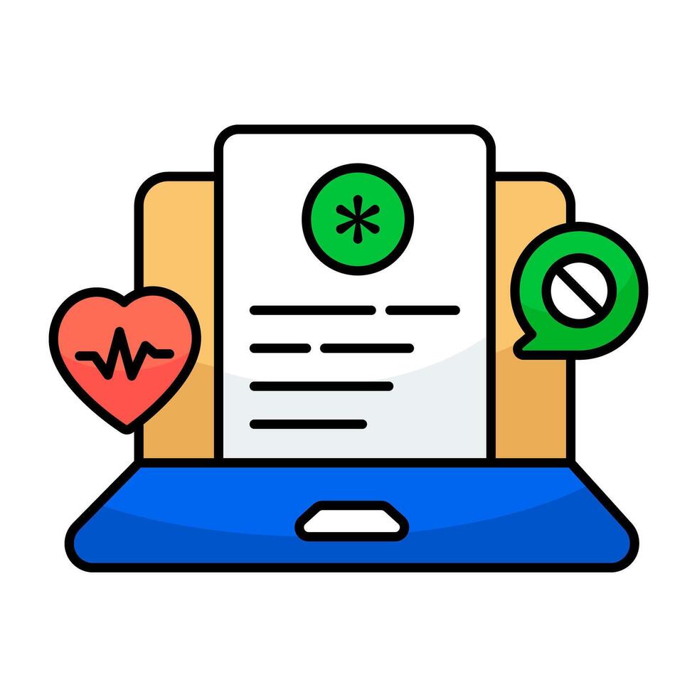 Trendy flat design icon of online prescription vector