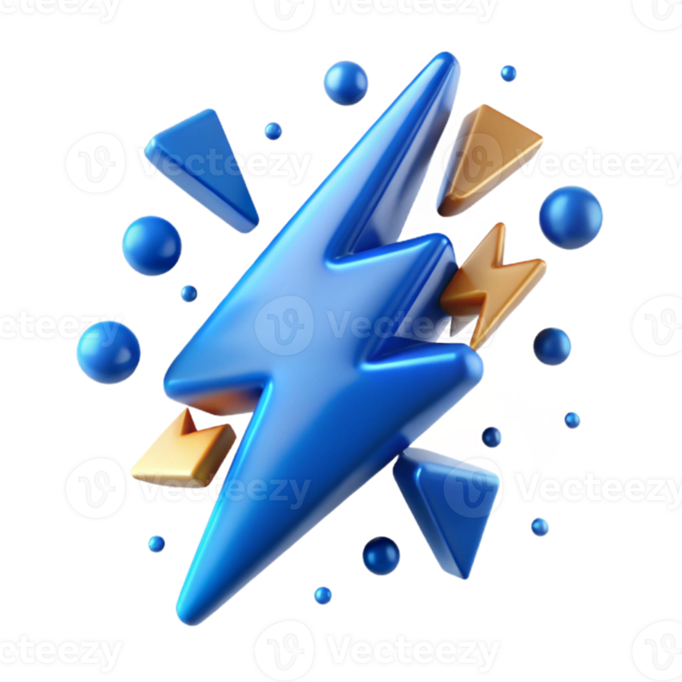 dramatic traditional Blue Electric Lightning Strike Isolated for Power Designs professional png
