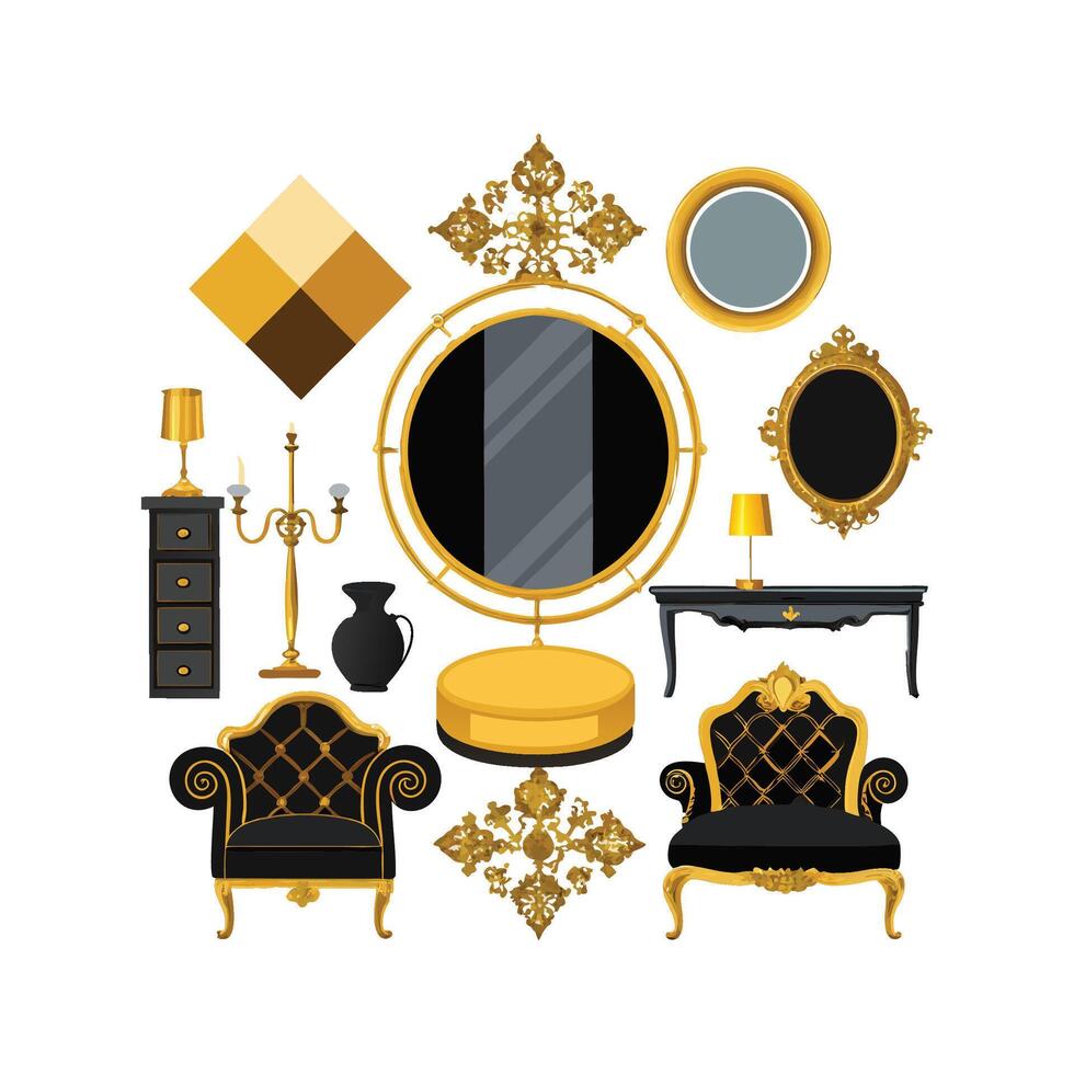 Chic Icons for Glamorous Hollywood Interiors vector