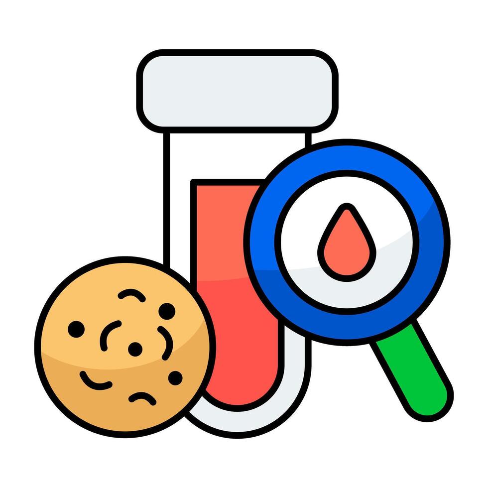 An editable design icon of search sample tube, lab apparatus vector
